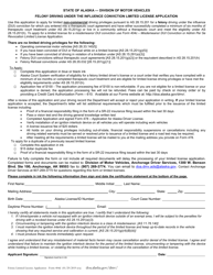 Form 404D &quot;Felony Driving Under the Influence Conviction Limited License Application&quot; - Alaska