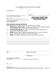 Document preview: Form CN-620 Order About Confirmation of Registered Tribal Court Icwa Custody Order - Alaska