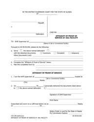 Document preview: Form CIV-140 Affidavit of Proof of Service at Jail Facility - Alaska