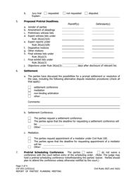 Form CIV-203 Report of Parties&#039; Planning Meeting - Alaska, Page 3