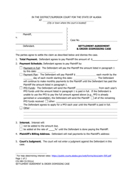 Document preview: Form CIV-484 Settlement Agreement and Order Dismissing Case - Alaska