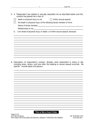 Form CIV-752 Petition for Stalking or Sexual Assault Protective Order - Alaska, Page 2