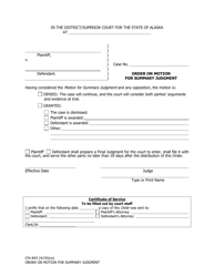 Document preview: Form CIV-843 Order on Motion for Summary Judgment - Alaska