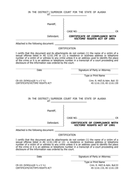 Document preview: Form CR-101 Certificate of Compliance With Victims' Rights Act of 1991 - Alaska