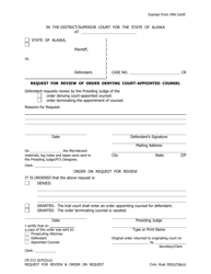 Document preview: Form CR-212 Request for Review of Order Denying Court-Appointed Counsel - Alaska