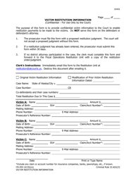 Document preview: Form CR-455 Victim Restitution Information With Continuation Sheet - Alaska