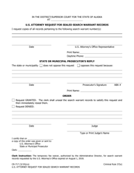 Document preview: Form CR-717 U.S. Attorney Request for Sealed Search Warrant Records - Alaska