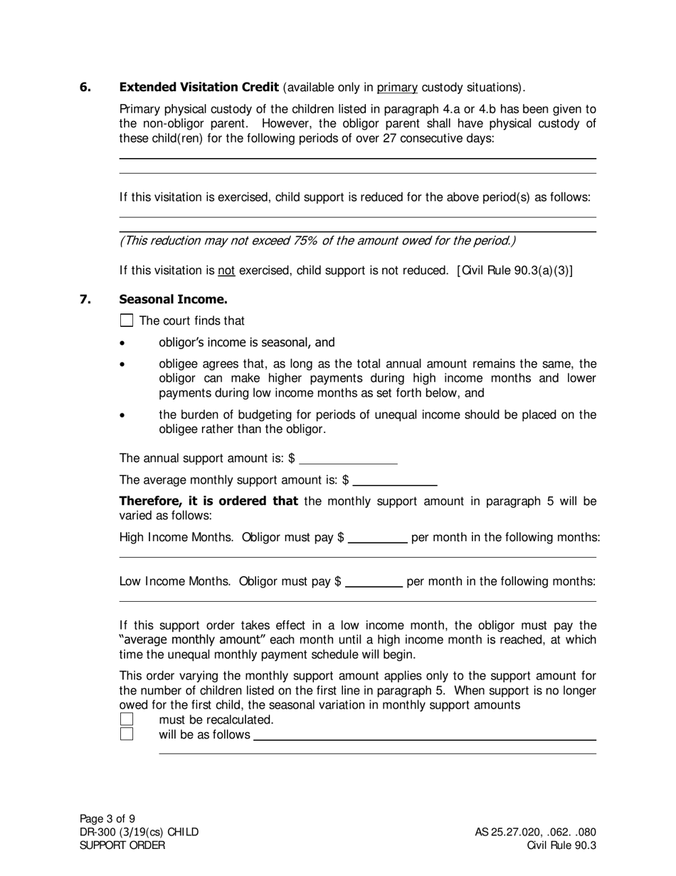 Form DR-300 Child Support Order - Alaska, Page 3