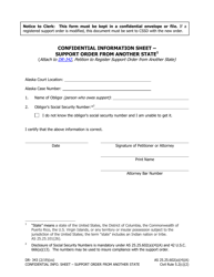 Document preview: Form DR-343 Confidential Information Sheet - Support Order From Another State - Alaska