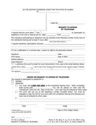 Document preview: Form TF-710 Request to Appear by Telephone - Alaska