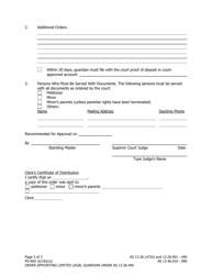 Form PG-665 Order Appointing Legal Guardian Pursuant to as 13.26.440 for the Limited Purpose of Receiving Funds on Behalf of a Minor - Alaska, Page 3