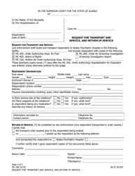Form MC-306 Request for Transport and Service, and Return of Service - Alaska, Page 2