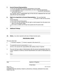 Form P-326 Statement Starting Informal Probate and Appointing a Personal Representative When There Is No Will - Alaska, Page 2