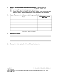 Form P-331 Order Starting Formal Probate and Appoint a Personal Representative When There Is No Will - Alaska, Page 2
