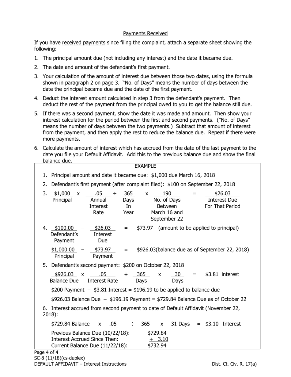 Form SC-8 Default Affidavit and Request for Judgment - Alaska, Page 4