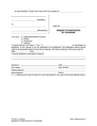 Document preview: Form TR-525 Request to Participate by Telephone - Alaska