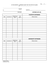 Document preview: Form TF-240 Witness List Log - Alaska