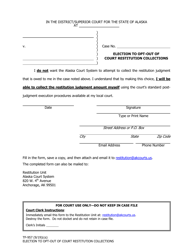 Document preview: Form TF-957 Election to Opt-Out of Court Restitution Collections - Alaska