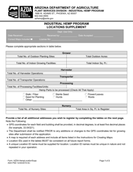 Document preview: Industrial Hemp Program Locations Supplement - Arizona