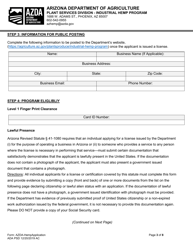 Industrial Hemp Program Application - Arizona, Page 3