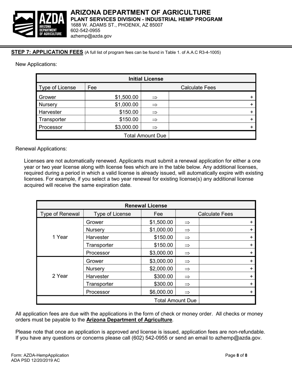 Industrial Hemp Program Application - Arizona, Page 8