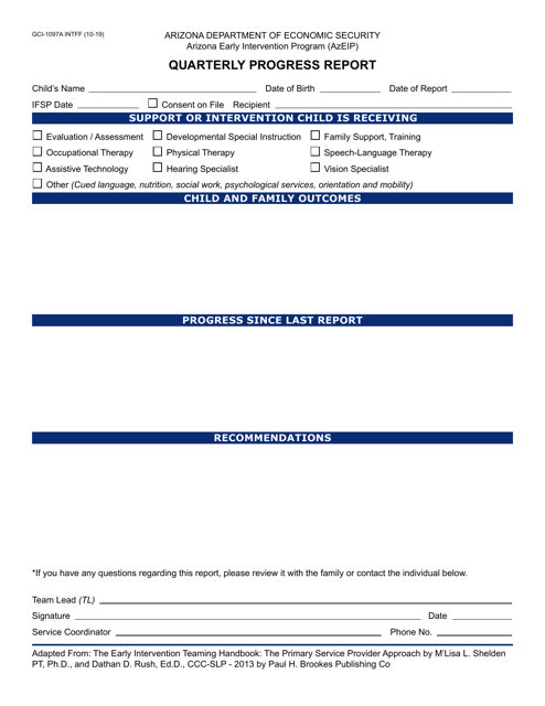 Form GCI-1097A Azeip Quarterly Progress Report - Arizona