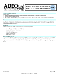 Notice of Intent to Discharge for a Type 2.04 General Permit - Arizona, Page 2