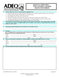 Form WPS250 Renewal Form for a Type 2 General Aquifer Protection Permit - Arizona, Page 2