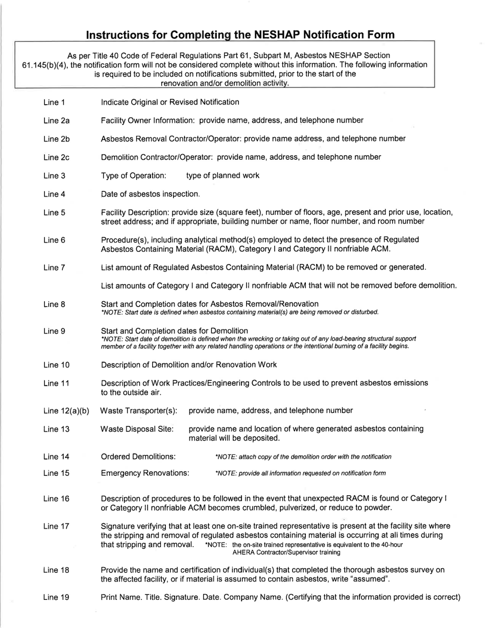 Asbestos Neshap Notification for Renovation and Demolition Activities - Arizona, Page 3