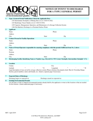 Notice of Intent to Discharge for a Type 2 General Permit - Arizona, Page 2