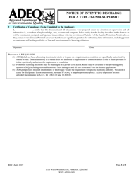 Notice of Intent to Discharge for a Type 2 General Permit - Arizona, Page 3