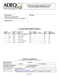 Form DWAR04 Drinking Water Analysis Reporting Form Volatile Organic Chemicals (VOC) - Arizona, Page 2