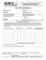Document preview: Form DWAR20UV Drinking Water Analysis Reporting Form - Disinfection Log Removal for Split Uv/Chemical Systems " Monthly Report for Surface Water Treatment - Arizona