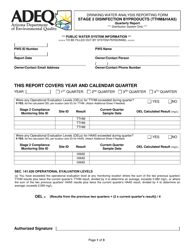 Form DWAR33 &quot;Drinking Water Analysis Reporting Form - Stage 2 Disinfection Byproducts (Tthm&amp;haa5) Quarterly Report&quot; - Arizona