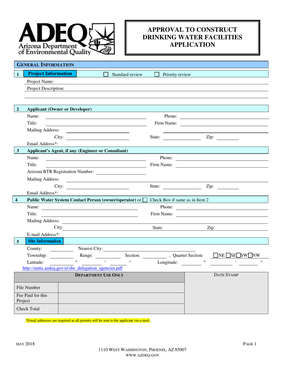 Approval to Construct Drinking Water Facilities Application - Arizona, Page 3