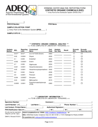 Form DWAR3 Drinking Water Analysis Reporting Form - Synthetic Organic Chemicals (Soc) - Arizona, Page 2