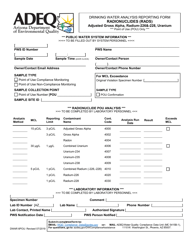 Document preview: Form DWAR6POU Drinking Water Analysis Reporting Form - Radionuclides (Rads) Adjusted Gross Alpha, Radium-226&-228, Uranium - Arizona