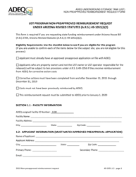 Document preview: Ust Program Non-preapproved Reimbursement Request Under Arizona Revised Statutes (A.r.s.) 49-1051(J)(2) - Arizona