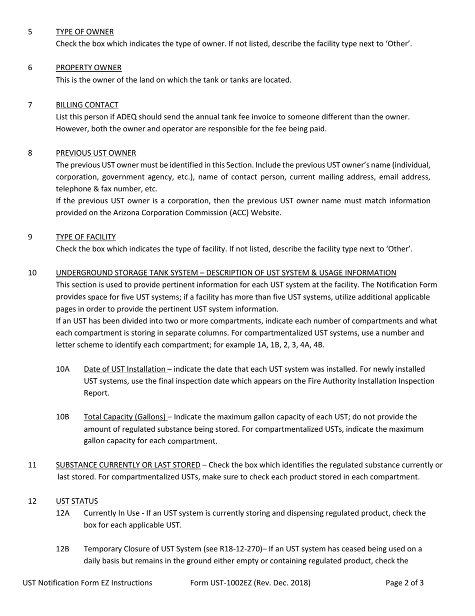 Form UST-1002EZ Notification for Underground Storage Tanks - Arizona, Page 5