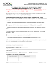 Ust Program Non-preapproved Reimbursement Request Under Arizona Revised Statutes (A.r.s.) 49-1051(J)(1) - Arizona