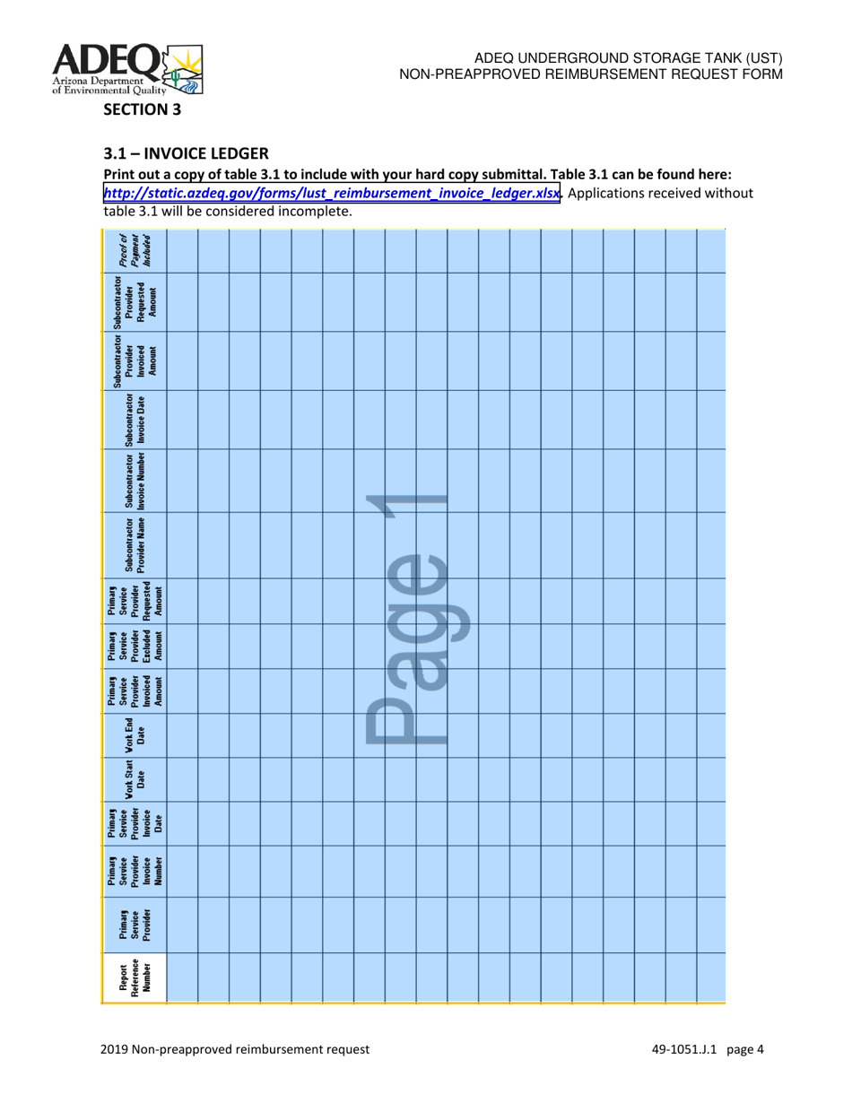 Ust Program Non-preapproved Reimbursement Request Under Arizona Revised Statutes (A.r.s.) 49-1051(J)(1) - Arizona, Page 4