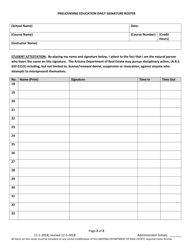 Prelicensing Education Daily Signature Roster - Arizona, Page 2