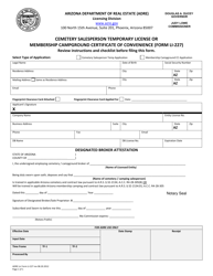 Form LI-227 Cemetery Salesperson Temporary License or Membership Campground Certificate of Convenience - Arizona, Page 2
