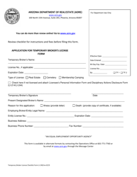 Form LI-240 Application for Temporary Broker&#039;s License Form - Arizona, Page 2