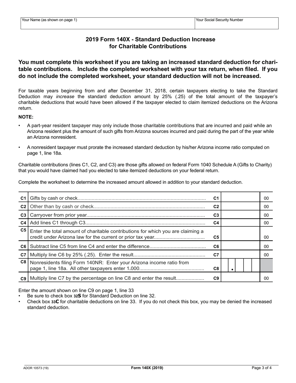 Arizona Form 140x Ador10573 Download Fillable Pdf Or Fill Online Individual Amended Income Tax 6026