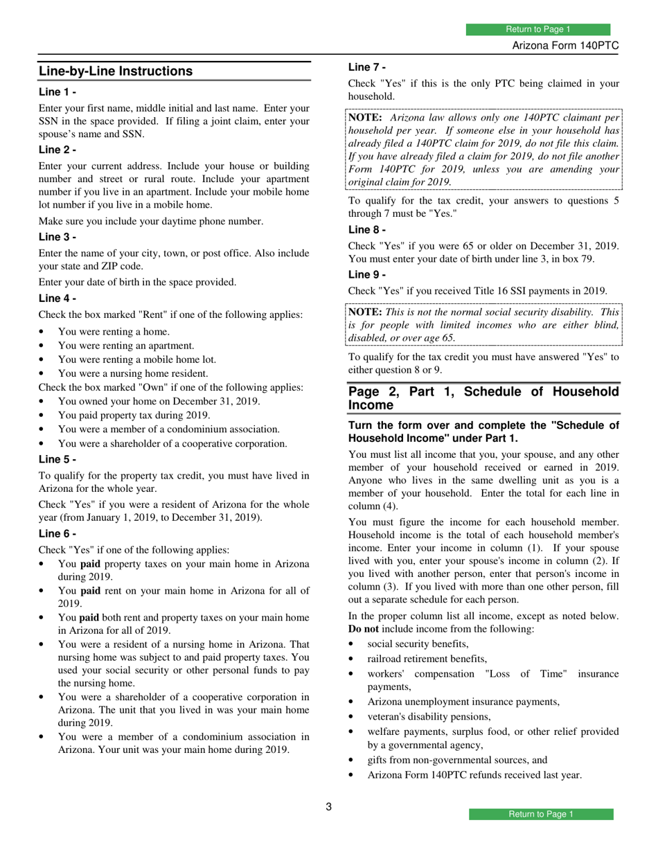 Arizona Form 140PTC (ADOR10567) Property Tax Refund (Credit) Claim - Arizona, Page 5