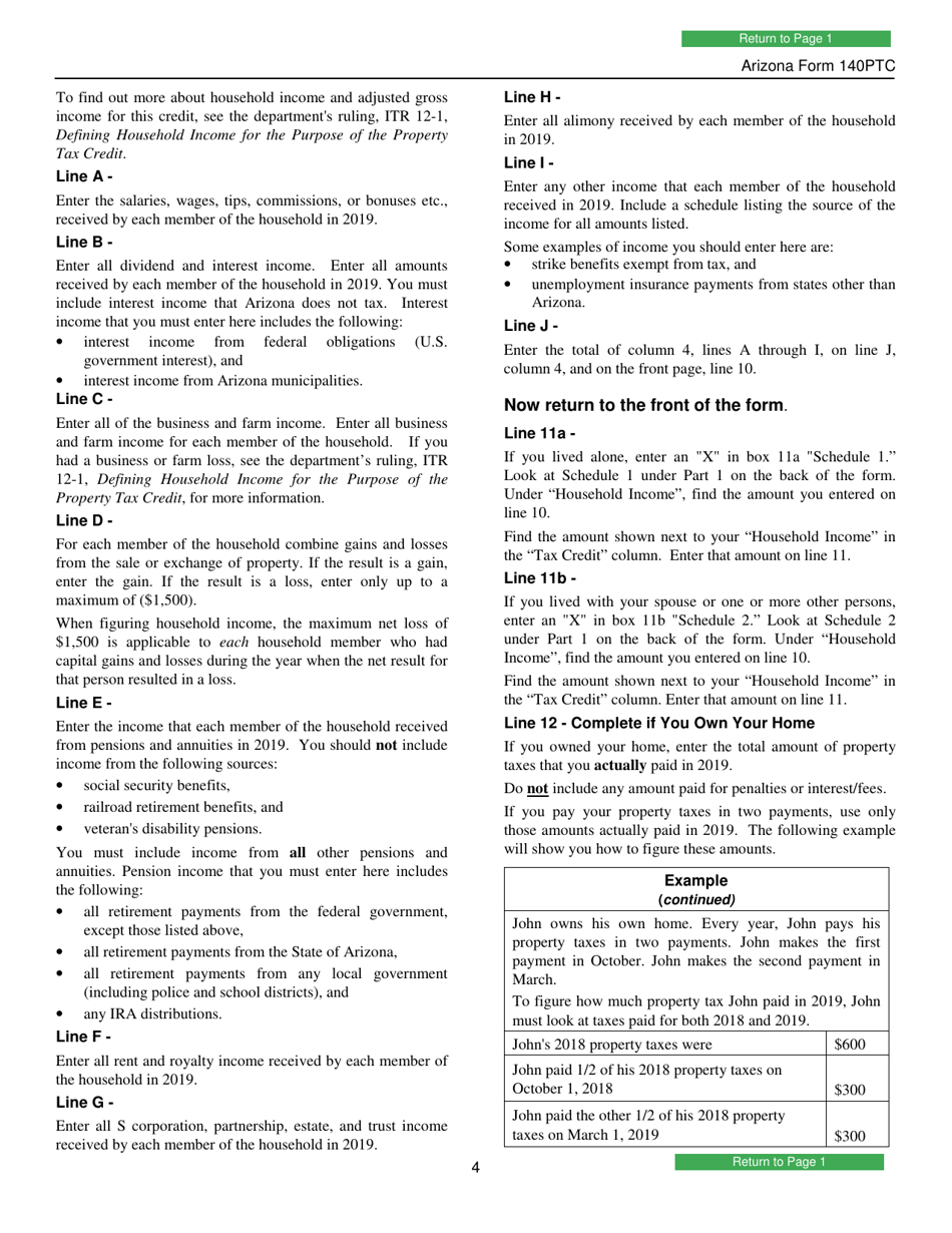 Arizona Form 140PTC (ADOR10567) Property Tax Refund (Credit) Claim - Arizona, Page 6