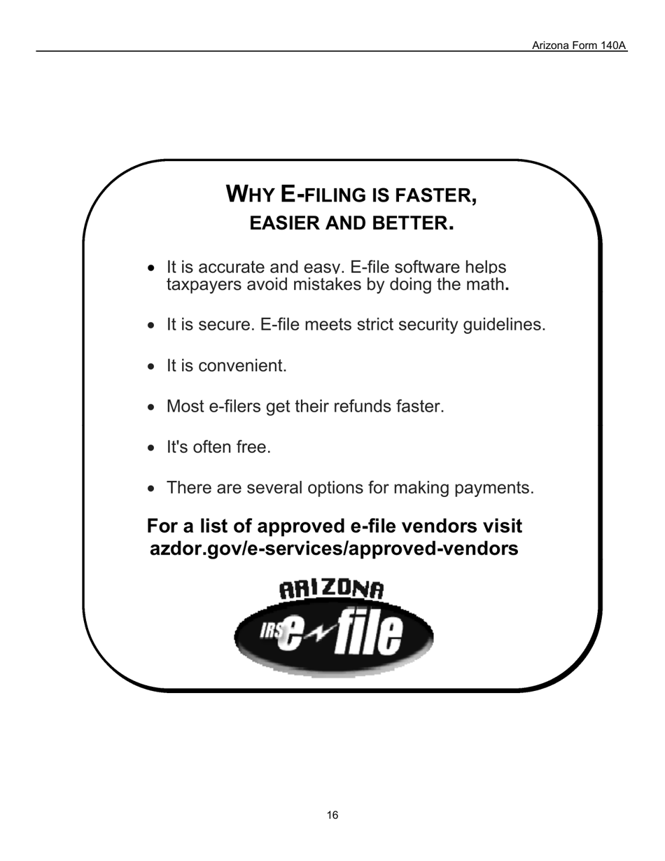 Instructions for Arizona Form 140A, ADOR10414 Resident Personal Income Tax Return (Short Form) - Arizona, Page 16