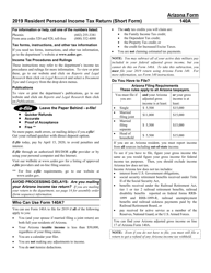 Instructions for Arizona Form 140A, ADOR10414 Resident Personal Income Tax Return (Short Form) - Arizona