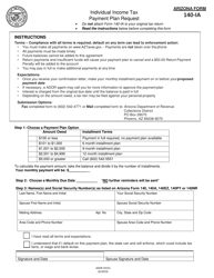 Document preview: Arizona Form 140-IA (ADOR10153) Individual Income Tax Payment Plan Request - Arizona